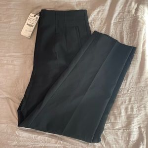 zara black straight leg high waisted pants